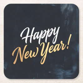 Happy New Year Deep Blue Strokes Kartonnen Onderzetters