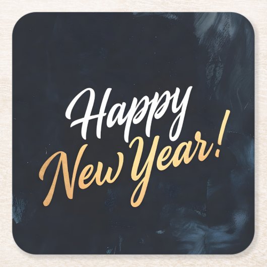 Happy New Year Deep Blue Strokes Kartonnen Onderzetters (Voorkant)