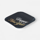 Happy New Year Deep Blue Strokes Papieren Bordje (Gebogen)