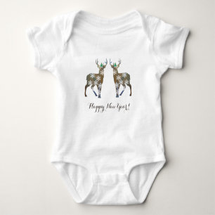 Happy New Year Deer Baby Bodysuit