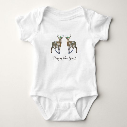Happy New Year Deer Baby Bodysuit (Voorkant)