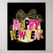 Happy New Year Disco Ball Coquette Bow New Years E Poster (Voorkant)