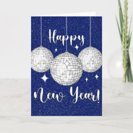Happy New Year Disco Balls Kaart