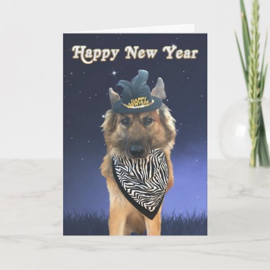 Happy New Year Dog Kaart (Voorkant)