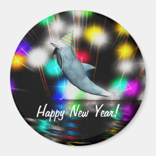 Happy New Year Dolphin Magneet