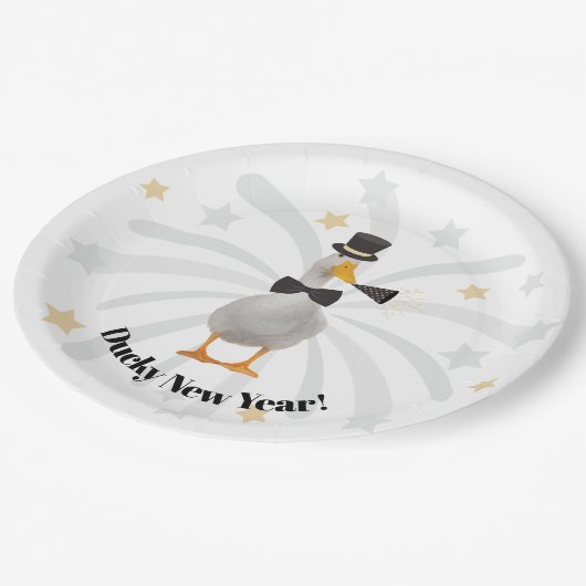 Happy New Year Duck Papieren Bordje (Gekanteld)
