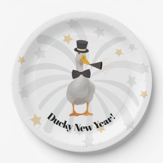 Happy New Year Duck Papieren Bordje (Voorkant)