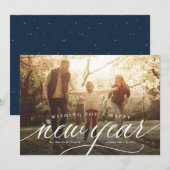 Happy New Year één foto elegant Feestdagenkaart (Voorkant / Achterkant)