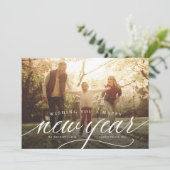 Happy New Year één foto elegant Feestdagenkaart (Staand voorkant)