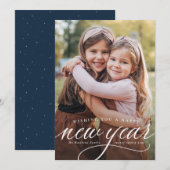 Happy New Year één foto klassiek elegant Feestdagenkaart (Voorkant / Achterkant)