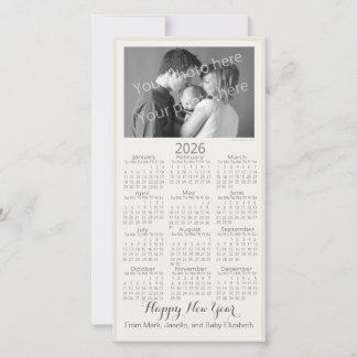 Happy New Year Elegant 2026 Calendar Your Photo Feestdagenkaart