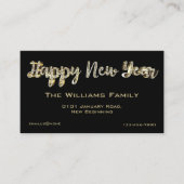 Happy New Year Elegant Chic Black en Gold Script Visitekaartje (Voorkant)