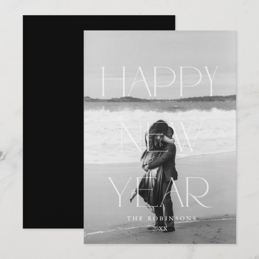 Happy New Year elegant Feestdagenkaart (Voorkant / Achterkant)