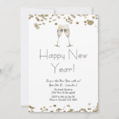 Happy New Year Elegant Gold Glitter and White  Kaart (Voorkant)