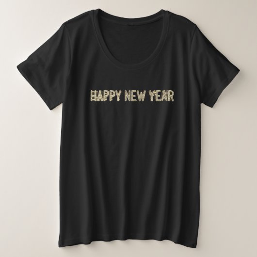 Happy New Year Elegant Gold look Typografie Grote Maat T-shirt (Design voorkant)