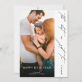 Happy New Year Elegant Handwritten Script Photo Feestdagenkaart (Voorkant)