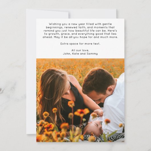 Happy New Year Elegant Handwritten Script Photo Feestdagenkaart (Achterkant)