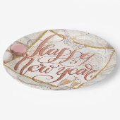 Happy New Year Elegant Roos Gold Script Papieren Bordje (Gekanteld)