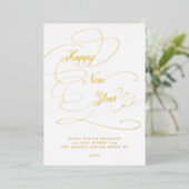 Happy New Year elegant script business corporate Folie Feestdagenkaart (Staand Voorkant)