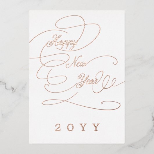 Happy New Year elegant script business corporate Folie Feestdagenkaart (Voorkant)