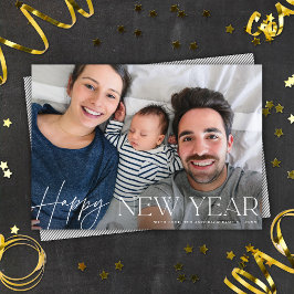 Happy New Year Elegant Script Holiday-fotokaart Feestdagenkaart