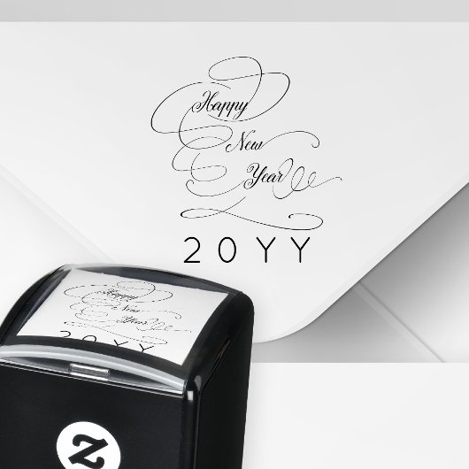 Happy New Year elegant script Zelfinktende Stempel
