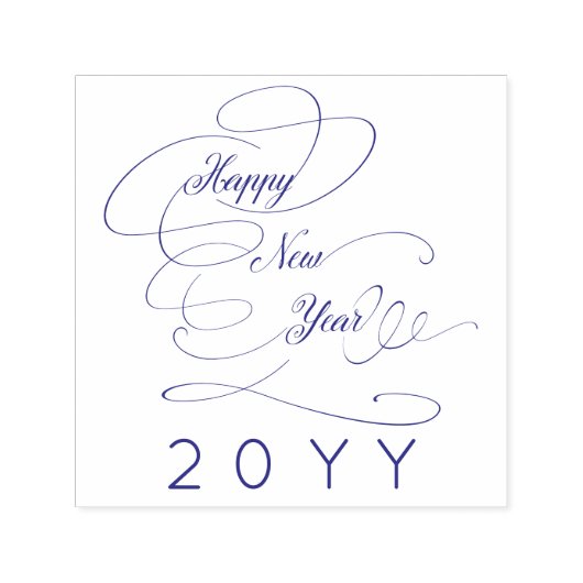 Happy New Year elegant script Zelfinktende Stempel (Design)