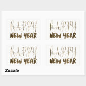 Happy New Year Elegant Text Gold Typografie Rechthoekige Sticker (Vel)