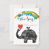 Happy New Year Elephant en Blue Bird Kaart (Voorkant)