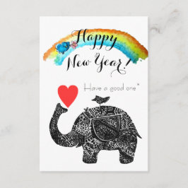 Happy New Year Elephant en Blue Bird Kaart