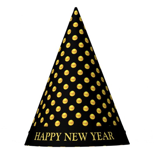 Happy New Year en Gold Polka Dots Feesthoedjes (Voorkant)