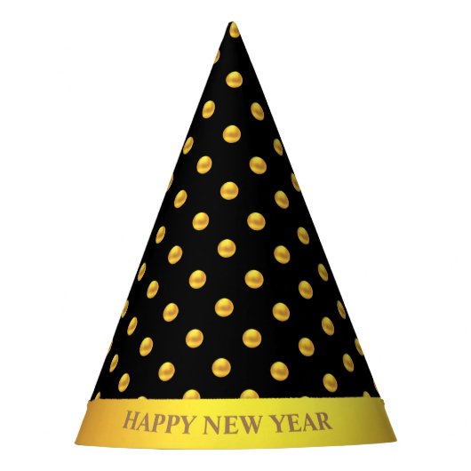 Happy New Year en Gold Polka Dots Feesthoedjes (Voorkant)