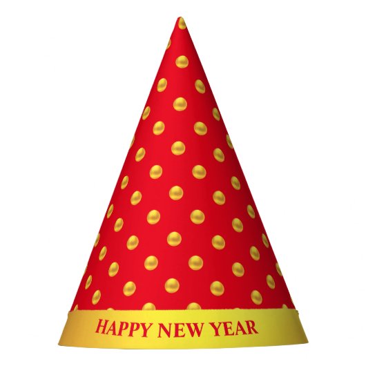 Happy New Year en Gold Polka Dots Feesthoedjes (Voorkant)
