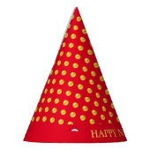 Happy New Year en Gold Polka Dots op Red Feesthoedjes (Links)