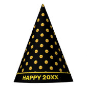 Happy New Year en Gold Polka Dots op zwart Feesthoedjes (Voorkant)