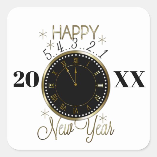 Happy New Year Eve party datum toevoegen sticker (Voorkant)