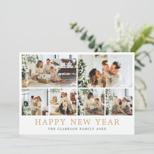 Happy New Year Family Foto Feestdagenkaart (Staand voorkant)