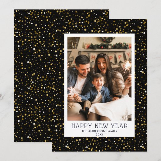 Happy New Year Family Holiday-fotokaart (Voorkant / Achterkant)