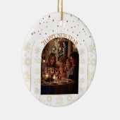 Happy New Year Family Photo Customizable Keramisch Ornament (Rechts)