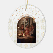 Happy New Year Family Photo Customizable Keramisch Ornament (Links)