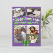 Happy New Year Family Photo Flat Greeting Card Feestdagenkaart (Staand voorkant)