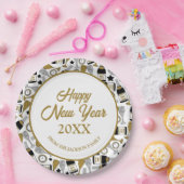 Happy New Year Faux Glitter gepersonaliseerd Papieren Bordje (Feest)