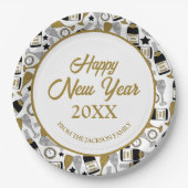Happy New Year Faux Glitter gepersonaliseerd Papieren Bordje (Voorkant)