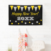 Happy New Year-feestbanner met bundelvlaggen Spandoek (Insitu)