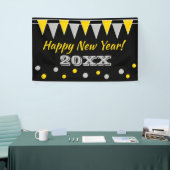 Happy New Year-feestbanner met bundelvlaggen Spandoek (Beurs)