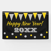 Happy New Year-feestbanner met bundelvlaggen Spandoek (Horizontaal)