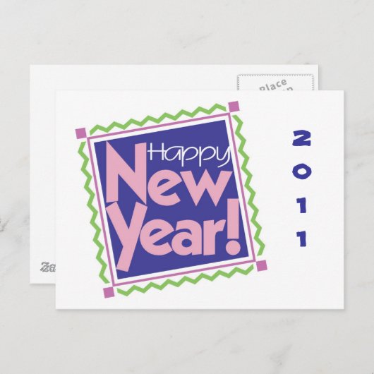 HAPPY NEW YEAR FEESTDAGENKAART (Voorkant / Achterkant)