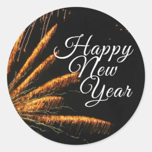 Happy New Year Festive Fireworks Ronde Sticker