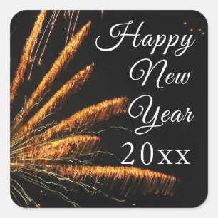 Happy New Year Festive Fireworks Vierkante Sticker