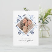 Happy New Year Festive Foliage Framed Foto Feestdagenkaart (Staand voorkant)